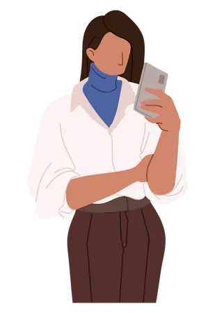 Girl using mobile  Illustration