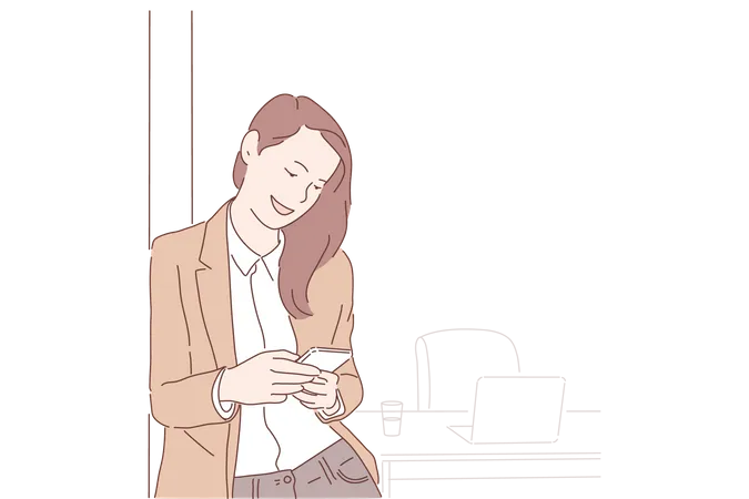 Girl using mobile  Illustration