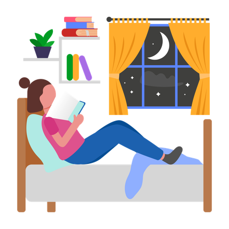 Girl Using Mobile on couch  Illustration