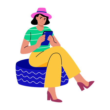 Girl using mobile phone  Illustration
