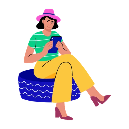Girl using mobile phone  Illustration