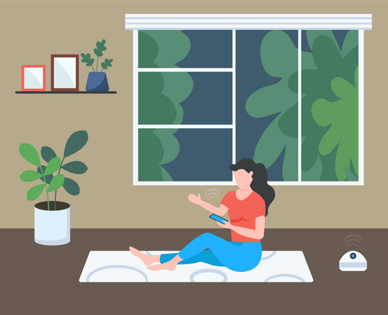 Girl using mobile phone  Illustration