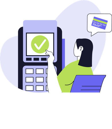 Girl using payment terminal for payment  Illustration