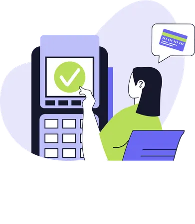 Girl using payment terminal for payment  Illustration