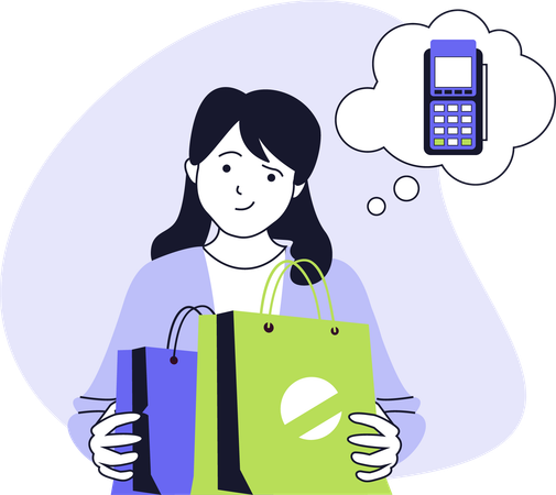 Girl using payment terminal for payment  Illustration