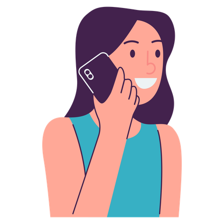 Girl Using Phone  Illustration