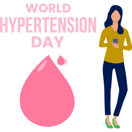 Girl using phone searches about hypertension day  Illustration