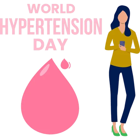 Girl using phone searches about hypertension day  Illustration