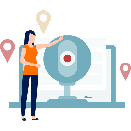 Girl using pin browser  Illustration