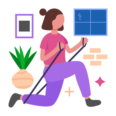 Girl using Resistance Band  Illustration
