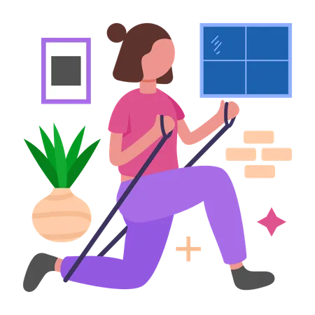 Girl using Resistance Band  Illustration