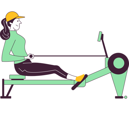 Girl using rowing machine  Illustration