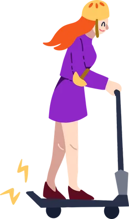 Girl Using Scooter  Illustration