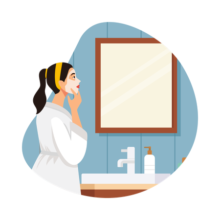 Girl using Skincare Product  Illustration