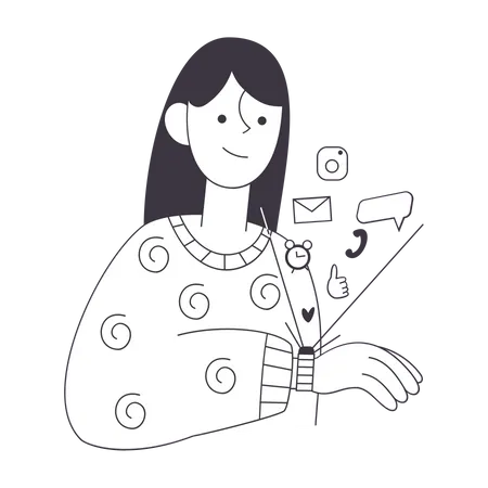 Girl using Smart Watch Illustration