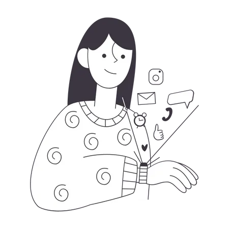 Girl using Smart Watch  Illustration