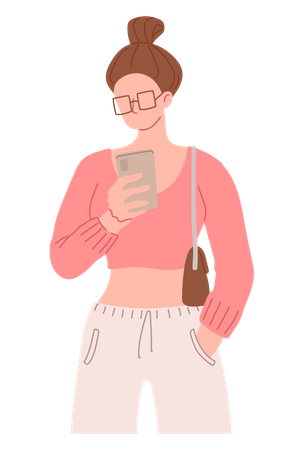 Girl using smartphone Illustration