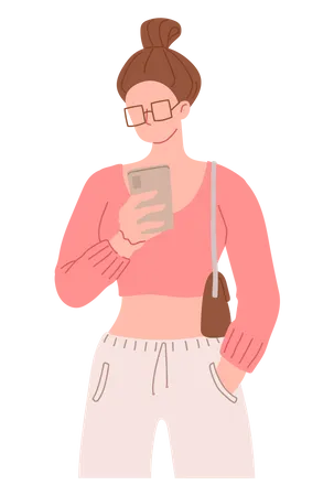 Girl using smartphone  Illustration