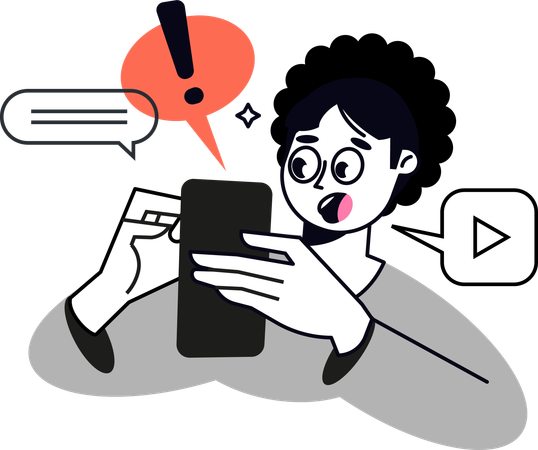 Girl Using Smartphone  Illustration