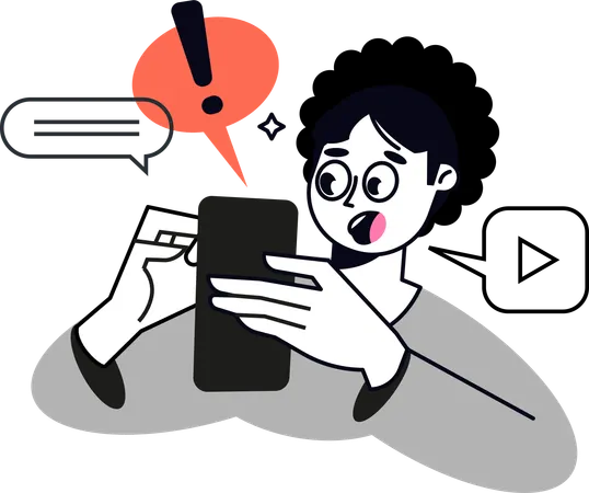 Girl Using Smartphone  Illustration