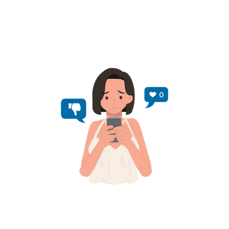 Girl using social media app  Illustration