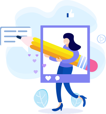 Girl using Social media  Illustration