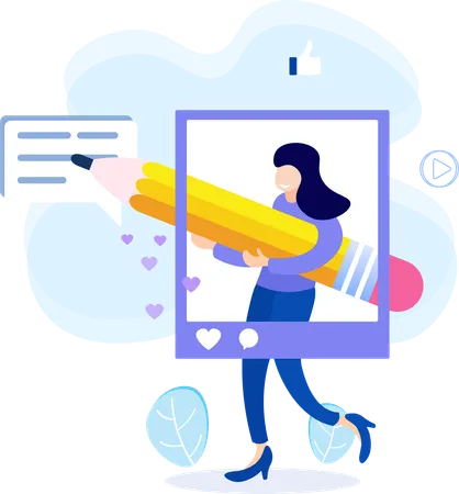 Girl using Social media  Illustration