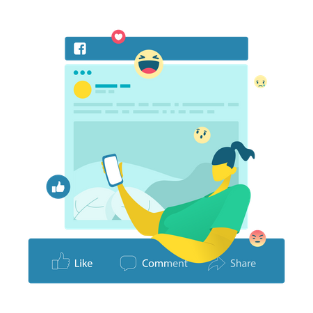 Girl using Social media  Illustration