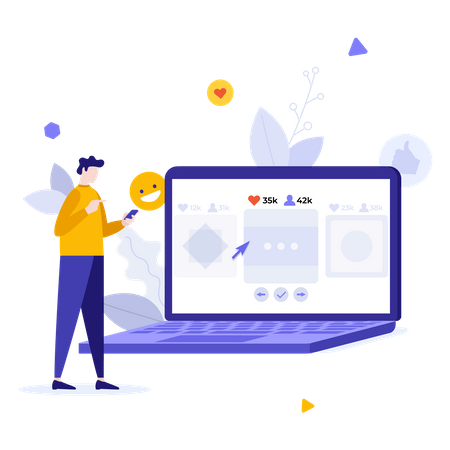 Girl using social media  Illustration