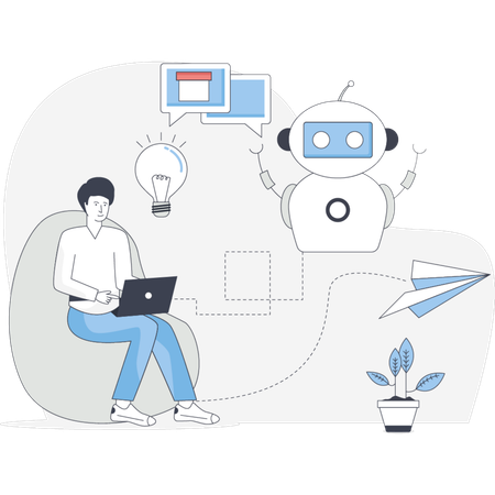 Girl using support chatbot  Illustration