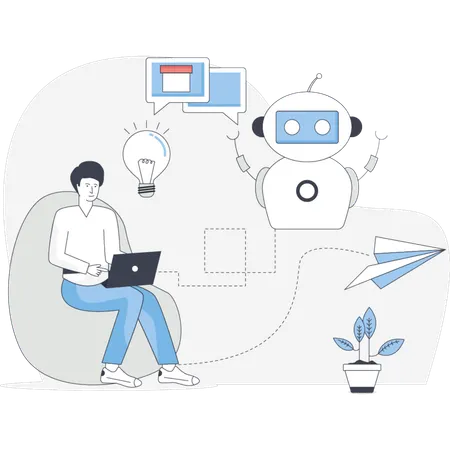 Girl using support chatbot  Illustration