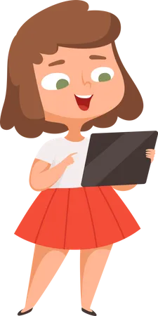 Girl using tablet Illustration