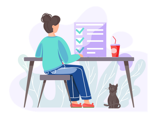 Girl using to do list for task management  Illustration