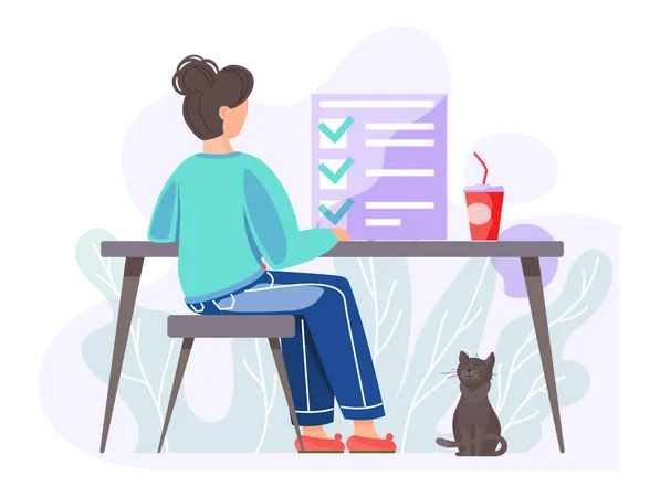 Girl using to do list for task management  Illustration