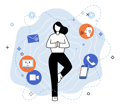 Girl using Unified communication  Illustration