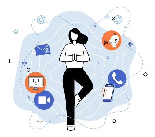 Girl using Unified communication  Illustration