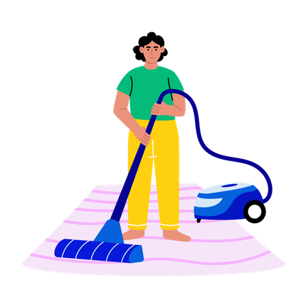 Girl using vacuum machine  Illustration
