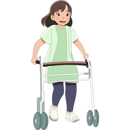 Girl Using Walker  Illustration