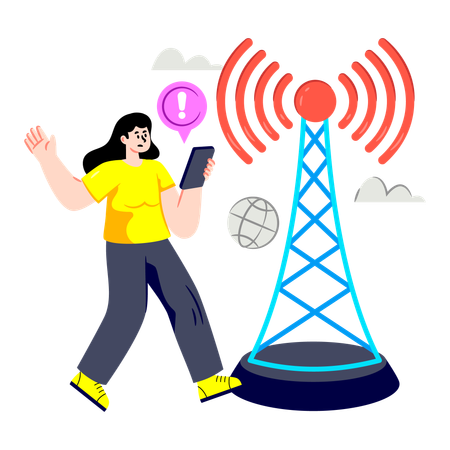 Girl using Wireless Network  Illustration