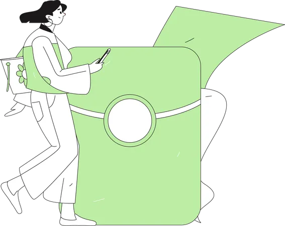 Girl using Yen wallet  Illustration