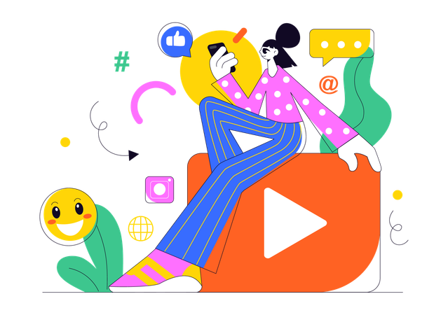 Girl using youtube  Illustration