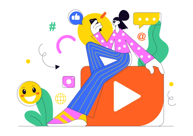 Girl using youtube  Illustration