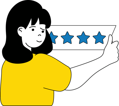 Girl viewing customer feedback  Illustration
