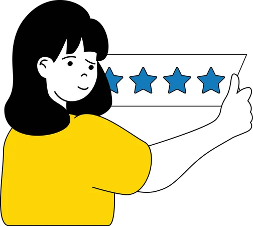 Girl viewing customer feedback  Illustration