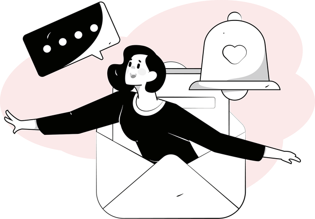 Girl views at email messages  Illustration