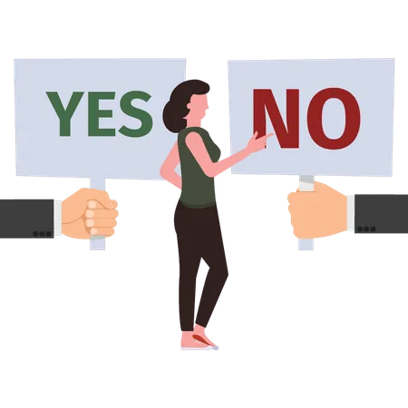 The Girl Is Voting NO Illustration