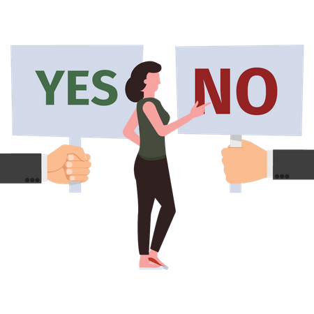 Girl voting NO  Illustration