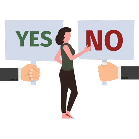 Girl voting NO  Illustration