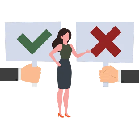 Girl voting NO  Illustration