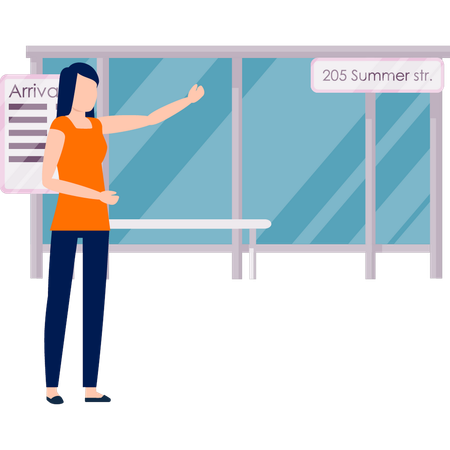 Girl waiting for arrivals  Illustration